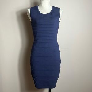 Neiman Marcus ~ Navy Blue/Purple Bodycon Sleeveless Fitted Dress size M